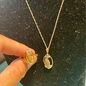 10k gold religious necklace ring set